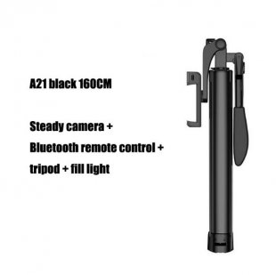 Wholesale for iPhone Xiaomi Huawei Gimbal Mobile Phone Black-160cm A21 Video Stabilizer Selfie Stick Tripod Bluetooth Tripod Selfie Stick Fill Light