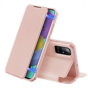 Wholesale Magnetic Protective Case Bracket with Card Slot Leather Mobile Phone Cover Pink For Samsung A71