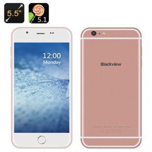 Blackview Android 5.1 Smartphone - 4G, 5.5 Inch 720p Display, Quad Core CPU, 2GB RAM, Gesture Sensing (RoseGold)