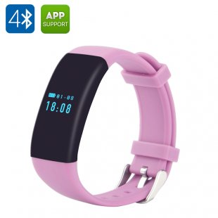 DFit Smart Sports Bracelet - IP66 Waterproof, 0.66 Inch OLED Display, 80MAh Battery, Pedometer, Sleep Monitor (Pink)