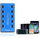 Wholesale for Samsung Xiaomi blue_Australian regulations USB Charger 100W 10 Ports USB 20A Smart Phone Desktop Charging Station for 5V 2A