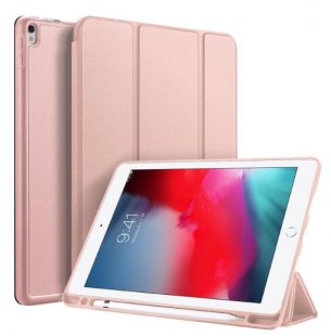 Wholesale PU Leather+TPU Bottom Shell 3 Folding Protective Case with Pen Holder Pink DUX DUCIS For iPad air 3 2019 / ipad pro 10.5