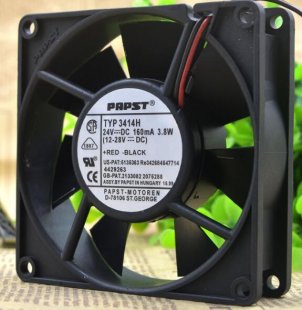 Wholesale PAPST 9025 TYP3414H 24V 160mA 3.8W 2wires Cooling Fan