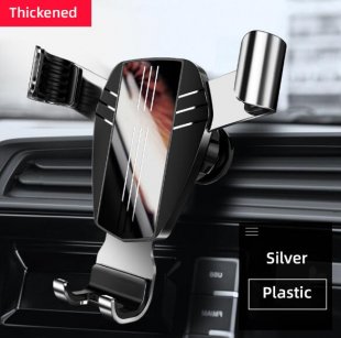 Wholesale for iPhone Huawei Accessories ABS silver Mirror Metal Car Phone Holder Fixed Air Outlet Clip Charging Gravity Portable Universal