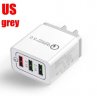 Wholesale 3 Port USB Hub Wall Charger Adapter gray_U.S. regulations 30W QC 3.0 Fast Quick Charger