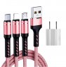 Abctay SIMU 1.2 M Data Cable Of One For Three Woven Cylindrical Mobile Phone Charging Cable With Plug Set Pink