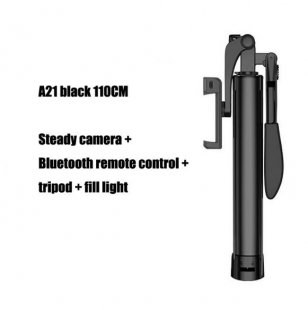 Wholesale for iPhone Xiaomi Huawei Gimbal Mobile Phone Black -110cm A21 Video Stabilizer Selfie Stick Tripod Bluetooth Tripod Selfie Stick Fill Light