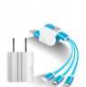 Abctay SIMU Universal Multifunctional Telescopic One-for-Three Mobile Phone Charging Data Cable Set blue