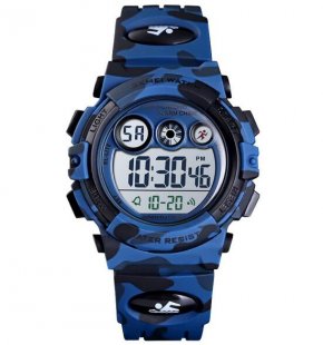 Wholesale For Outdoor Sports Multi-function Electronic Watch Dark blue camouflage Fashion Wristwatch Electronic Children Watch