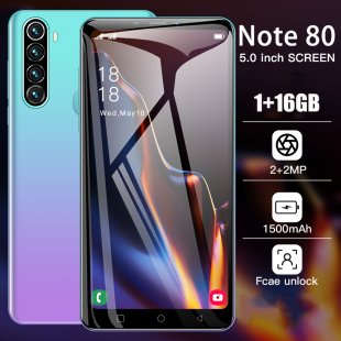 5.0 inch Note80 Smartphone MTK6572 Dual-core 1GB RAM 16GB ROM Dual SIM 1500mAh Battery Mobile Phone Black EU Plug