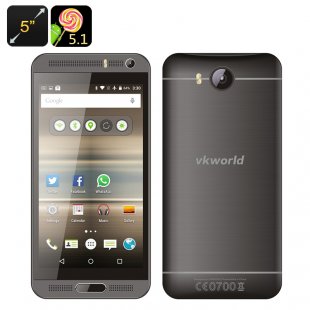 VKworld VK800X Android Smartphone - Android 5.1, Quad Core CPU, 5 Inch Display, Smart Wake, Dual SIM, 2000mAh Battery (Grey)