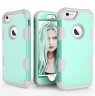 Wholesale 2 in 1 Hit Color Tri-proof Shockproof Dustproof Anti-fall Protective Cover Back Case Mint green + gray For iPhone 6/6S PC+ Silicone