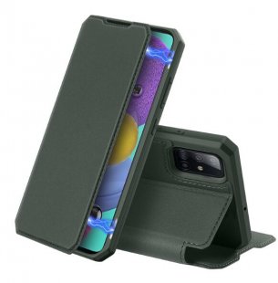 Wholesale Magnetic Protective Case Bracket with Card Slot Leather Mobile Phone Cover Dark green For Samsung A71