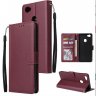 Abctay Wallet-type PU Leather Protective Phone Case with Buckle & 3 Card Position Red wine For OPPO F7