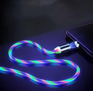 Abctay Data Line LED Magnetic Micro USB Cable Android Type-C IOS Fast Charging Cable for Mobile Phone color_Type C interface