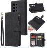 Wholesale Zipper Purse Leather Mobile Phone Cover with Cards Slot Phone Bracket 1 black For HUAWEI P40 pro plus