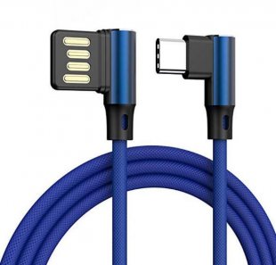 Abctay L Shaped Angle Head Type-C Fast Charging Cable Data Transmission Cable 1m for Phone blue