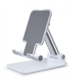 Wholesale for iOS/Android Moble Phone White Foldable Phone Stand Metal Cellphone Holder Adjustable Desk Bracket Smartphone Mount Universal