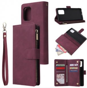 Wholesale Mobile Phone Case Wallet Design Zipper Closure Overall Protection Cellphone Cover 5 wine red For Samsung S10 Lite 2020