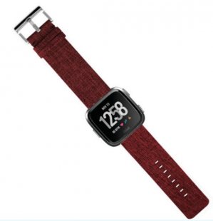 Wholesale for Fitbit Versa Dark brown Woven Fabric Strap Wrist Bands with Stainless Metal Clasp