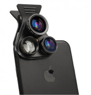 Wholesale 5 in 1 Mobile Phone Fisheye Lens black Universal Extended Polarization Wide-angle Lens Macro External Camera