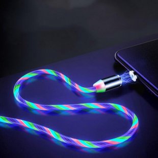 Abctay Data Line LED Magnetic Micro USB Cable Android Type-C IOS Fast Charging Cable for Mobile Phone color_Ios interface