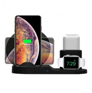 Wholesale for iPhone and Apple Watch black 3 in 1 10W Fast Wireless Charger Dock Station Fast Charging