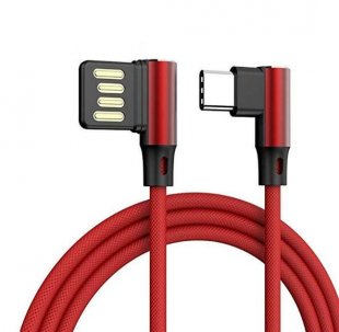 Abxtay L Shaped Angle Head Type-C Fast Charging Cable Data Transmission Cable 1m for Phone red