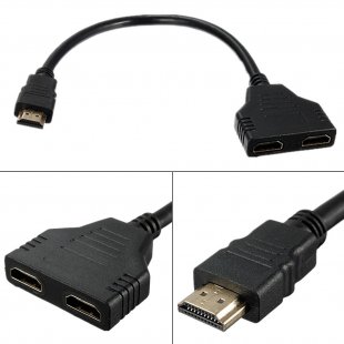 Wholesale 1 in 2 Out HDMI Male to 2 HDMI Female Splitter Adapter Connector Cable