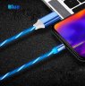 Abctay Data Line LED Magnetic Micro USB Cable Android Type-C IOS Fast Charging Cable for Mobile Phone blue_Android interface