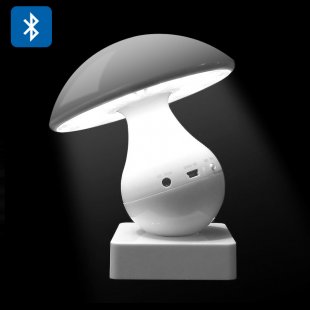 Mushroom Touch Lamp Speaker - Bluetooth 2.1, 600mAh Battery, 1200mcd LED Lamp, Micro SD Card Support