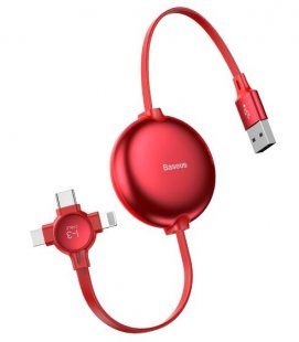 Wholesale Baseus 3 in 1 USB Retractable Cable for Iphone Android Type-c Expansion Data Line - Red