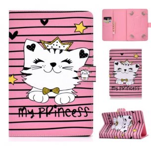 Wholesale PU Case with Front Snap Crown cat Universal Laptop Protective Cover Color Painted 8 Inches