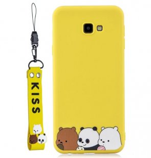 Abctay 2017 Cartoon Lovely Coloured Painted Soft TPU Back Cover Non-slip Shockproof Full Protective Case with Lanyard yellow For Samsung A5