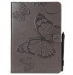 Wholesale Fashion Butterfly Embossed PU Leather Magnetic Closure Stand Case Auto Wake/Sleep Cover with Pen Slot gray For iPad 5/6/air1/air2 9.7