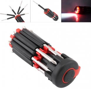 Wholesale 8 in 1 Multi Screwdriver With 6 LED Torch Hand Repair Tools Up Multi Functional for Home Appliance Car