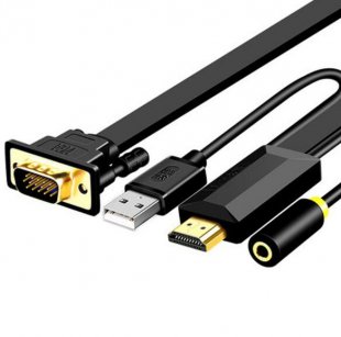 Wholesale Notebook Set-Top Box Connected Monitor Cable 5m HDMI to VGA Cable HDMI To VGA Audio Synchronization