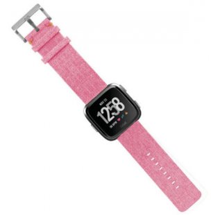 Wholesale for Fitbit Versa Pink Woven Fabric Strap Wrist Bands with Stainless Metal Clasp