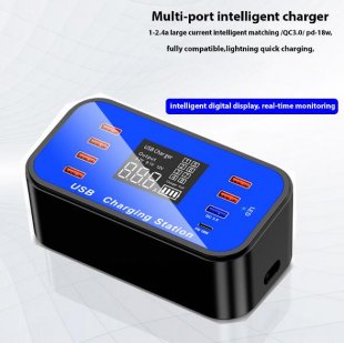 Wholesale 3.0 USB Multi Port USB Charger Dock Station blue 8 Port 8 A Charger Adapter Hub Quick Charge