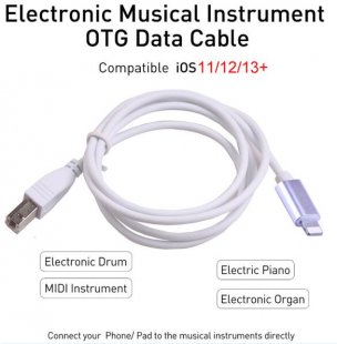 Wholesale for iPhone X XS MAX XR 8 7 6 Electric Piano Audio Connector iOS 13 Charging Cable MIDI USB OTG Type B Keyboard Adapter