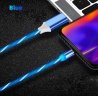 Abctay Data Line LED Magnetic Micro USB Cable Android Type-C IOS Fast Charging Cable for Mobile Phone blue_Type C interface