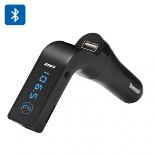 Bluetooth Car FM Transmitter - Bluetooth 2.1 + A2DP, Noise Reduction, 5V 2.5A USB Output, 87.5-108 MHz (Black)