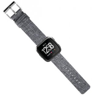 Wholesale for Fitbit Versa gray Woven Fabric Strap Wrist Bands with Stainless Metal Clasp