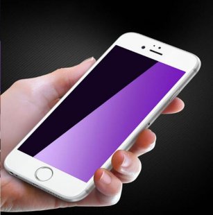 Abctay 3D Full Coverage Blue Ray Tempered Glass Screen Protector for iPhone 6/6 Plus, 6s/6s Plus, 7/7 Plus, 8/8 Plus White borderF6ET