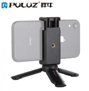 Wholesale Smartphones Holder Clip black PULUZ Mini Portable Folding Plastic Stand Tripod Universal Phone Clamp Bracket