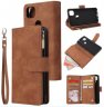 Wholesale Leather Mobile Phone Cover with Cards Slot Zipper Purse Phone Bracket 4 brown For Google Pixel 4A