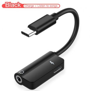 Wholesale for Huawei mate 10 P20 pro Xiaomi Mi 6 8 black USB C Cable 2 in 1 Type-C 3.5mm Jack Audio Converter Headphone Adapter Cable