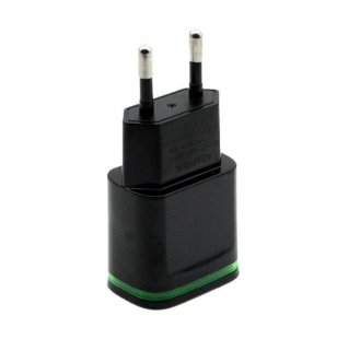 Wholesale Wall Adapter Mobile Phone Micro Data Charging for Phone black 2 Ports LED Light USB Charger EU Plug 5V 2A