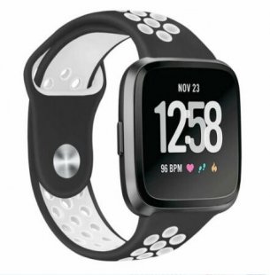 Wholesale for Fitbit Versa Black with white Replacement Band Sport Breathable Silicon Wristband Watch Strap