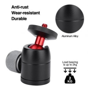 Wholesale with 3/8"to 1/4"Adapter black red VELEDGE 360° Rotatable Mini Gimbal Tripod Ball Head Mount